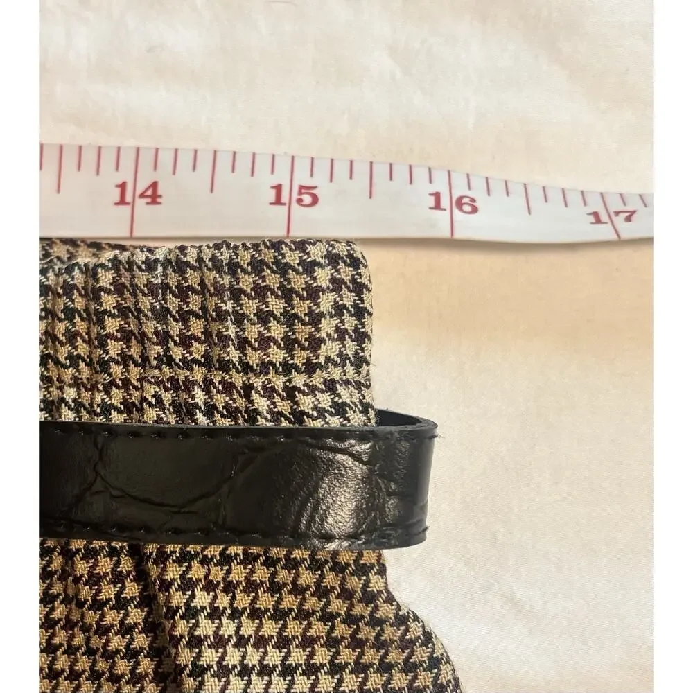 VTG Worthington Houndstooth Tweed Belted Midi Pencil Skirt Brown Beige Size 16 - Picture 11 of 12
